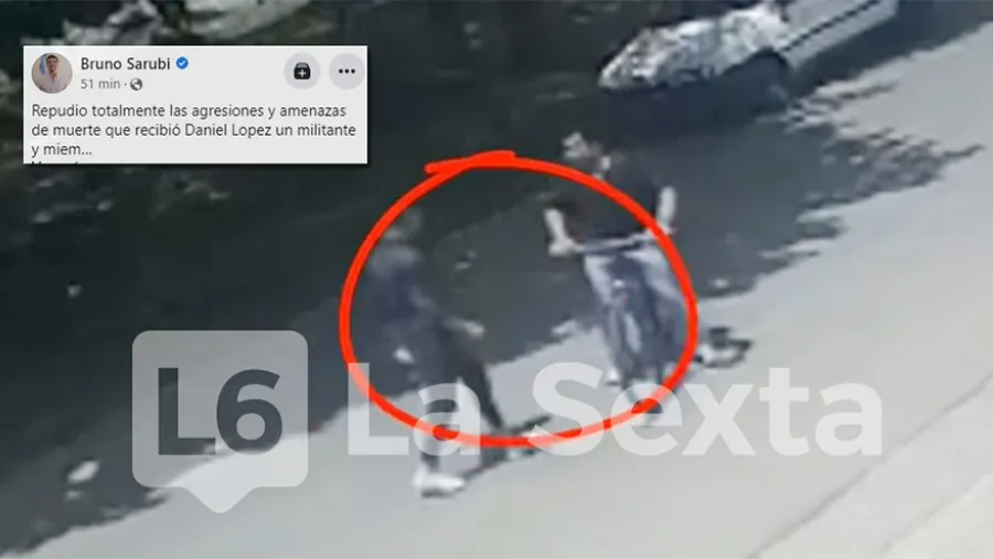 Imagen de video donde es interceptado Daniel López. “Tenemos que terminar con la violencia política”, dijo el intendente de La Paz, Bruno Sarubi. Imagen de video donde es interceptado Daniel López. “Tenemos que terminar con la violencia política”, dijo el intendente de La Paz, Bruno Sarubi.