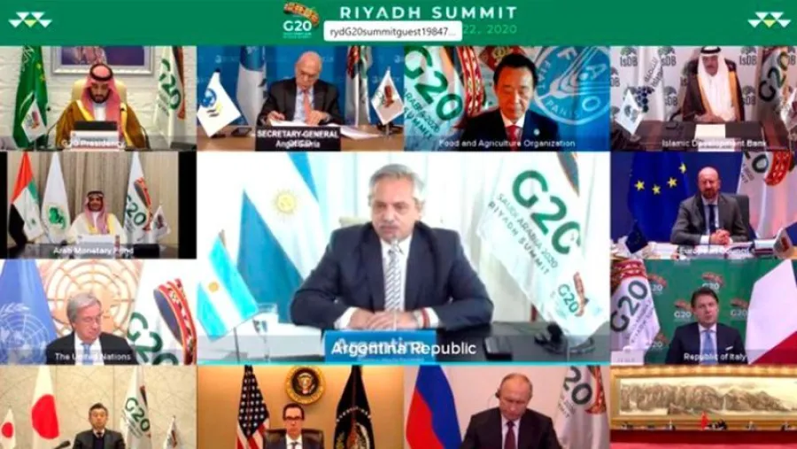 Fernández durante la Cumbre del G20 virtual Fernández durante la Cumbre del G20 virtual