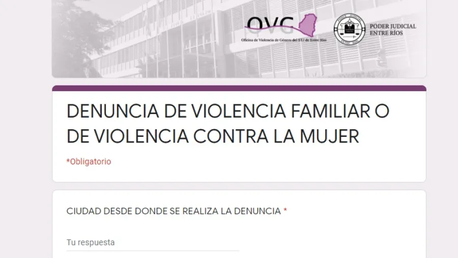 Habilitaron un formulario online para denuncias de violencia familiar o de género Habilitaron un formulario online para denuncias de violencia familiar o de género