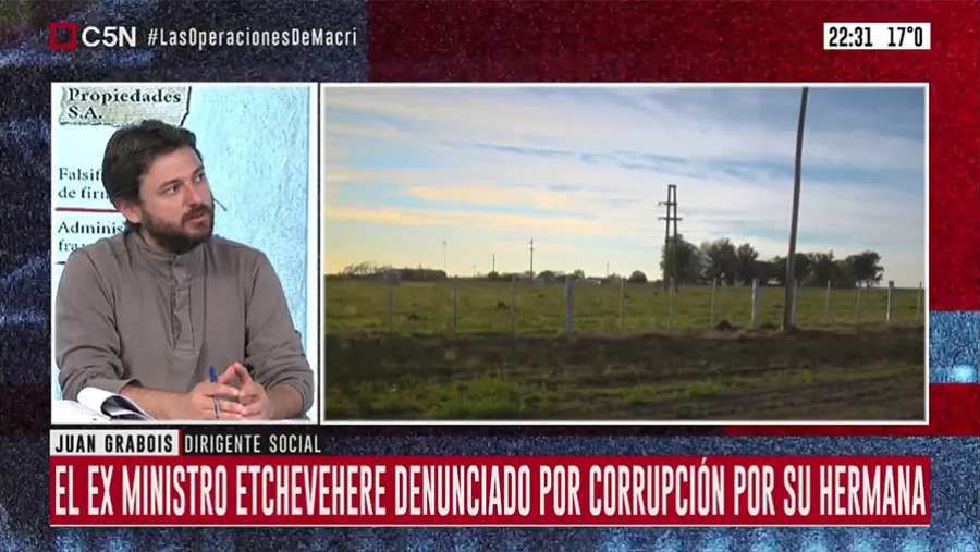 Juan Grabois denunció en la pantalla de C5N que “la mitad de los niños que tienen problemas de cáncer (en la Argentina) son de Entre Ríos. Esta misma Justicia a la que hoy le reclamamos, no puso ninguna multa por los incendios de millones de hectáreas que destruyen el patrimonio común de los entrerrianos y los argentinos”. Juan Grabois denunció en la pantalla de C5N que “la mitad de los niños que tienen problemas de cáncer (en la Argentina) son de Entre Ríos. Esta misma Justicia a la que hoy le reclamamos, no puso ninguna multa por los incendios de millones de hectáreas que destruyen el patrimonio común de los entrerrianos y los argentinos”.