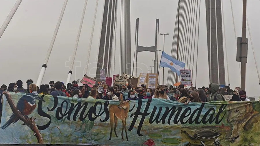 Miles de personas atravesaron el puente Rosario-Victoria para reclamar el fin de la quema en el Delta del Paraná. Hasta la fecha cerca de 90 mil hectáreas han sido quemadas. Miles de personas atravesaron el puente Rosario-Victoria para reclamar el fin de la quema en el Delta del Paraná. Hasta la fecha cerca de 90 mil hectáreas han sido quemadas.