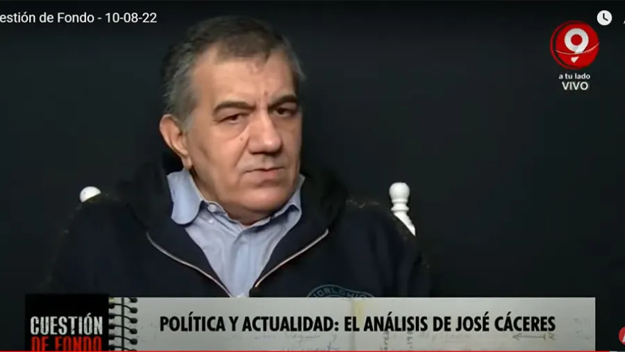 José Cáceres en el programa “Cuestión de Fondo” (Canal 9, Litoral). José Cáceres en el programa “Cuestión de Fondo” (Canal 9, Litoral).