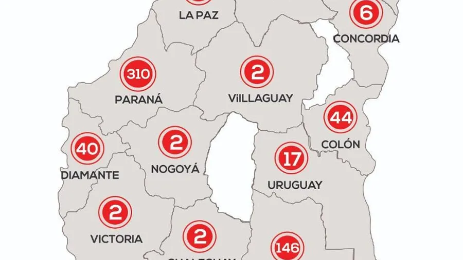 El mapa actualizado de casos de coronavirus confirmados discriminado por Departamento. El mapa actualizado de casos de coronavirus confirmados discriminado por Departamento.