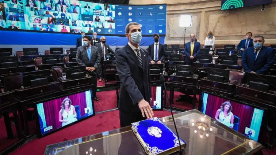 El Senado ratificó sus autoridades y juró el reemplazante de Menem El Senado ratificó sus autoridades y juró el reemplazante de Menem