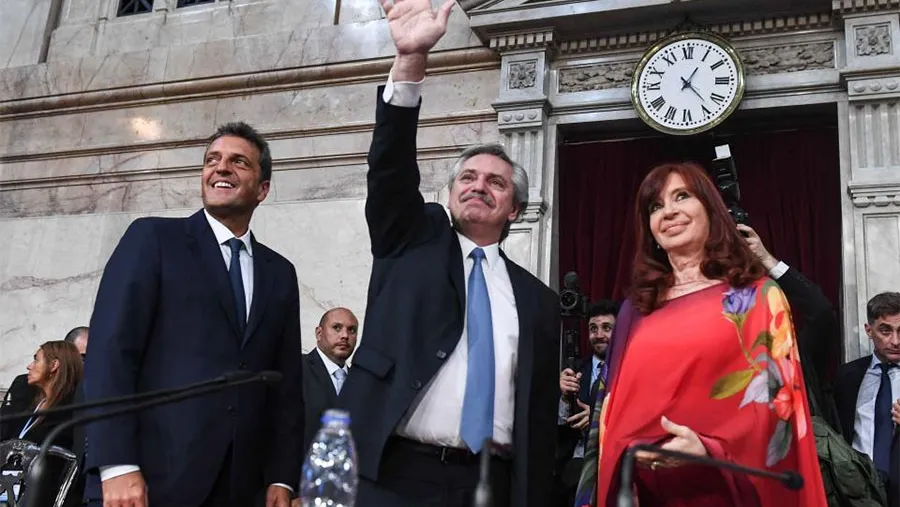 Imagen de archivo de Sergio Massa, Alberto Fernández y Cristina Fernández de Kirchner. Imagen de archivo de Sergio Massa, Alberto Fernández y Cristina Fernández de Kirchner.